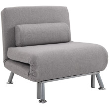 HOMCOM Folding 5 Position Convertible Sleeper Chair Sofa Bed Grey Silver