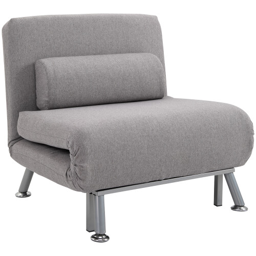 Homcom HOMCOM Folding 5 Position Convertible Sleeper Chair Sofa Bed Grey Silver