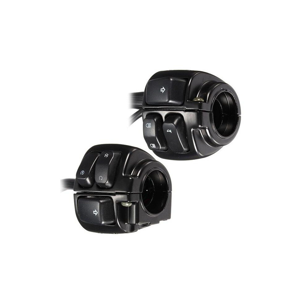 Pair 1Inch 25Mm Motorcycle Handlebar Control Switch Housing Wiring Harness For Harley Black 3592643653899
