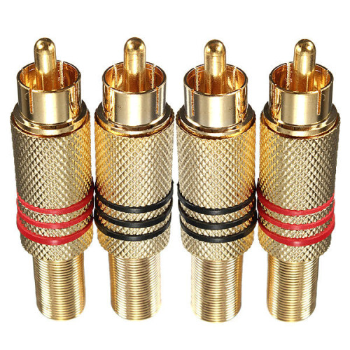 Gold Plated RCA/Phono Male Plug Connectors Cable Protector 4Pcs 2