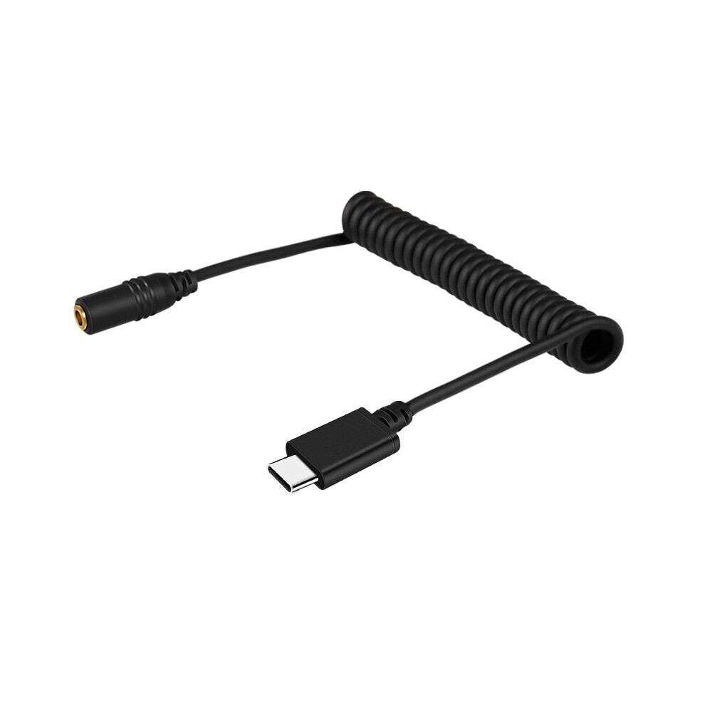 Trrs Female To Type-C Usb-C Male Live Microphone Audio Adapter Spring Coiled Cable For 3.5Mm Dji Osmo Pocket Smartphones Cable Stretching To 100Cm 6112212253526