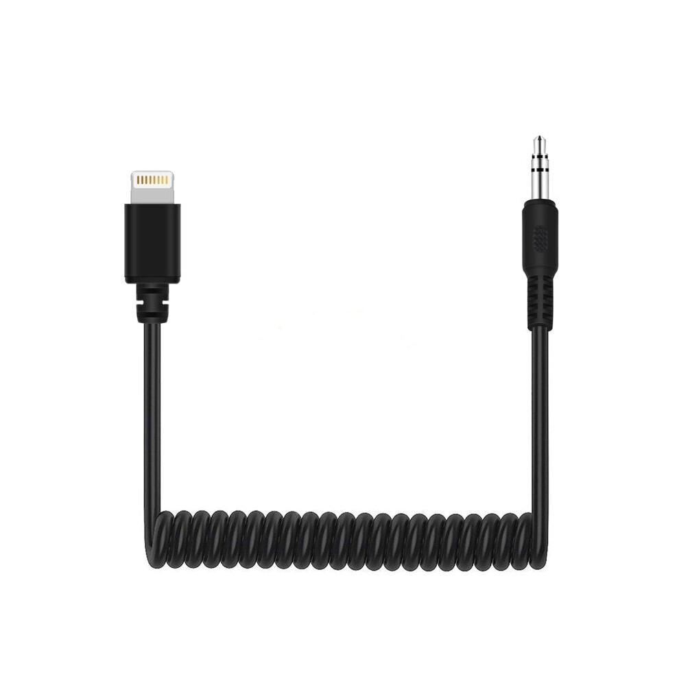 TRRS Male to 8 Pin Live Microphone Audio Adapter Spring Coiled Cable for 3.5mm DJI OSMO Pocket Smartphones Cable Stretching to 100cm