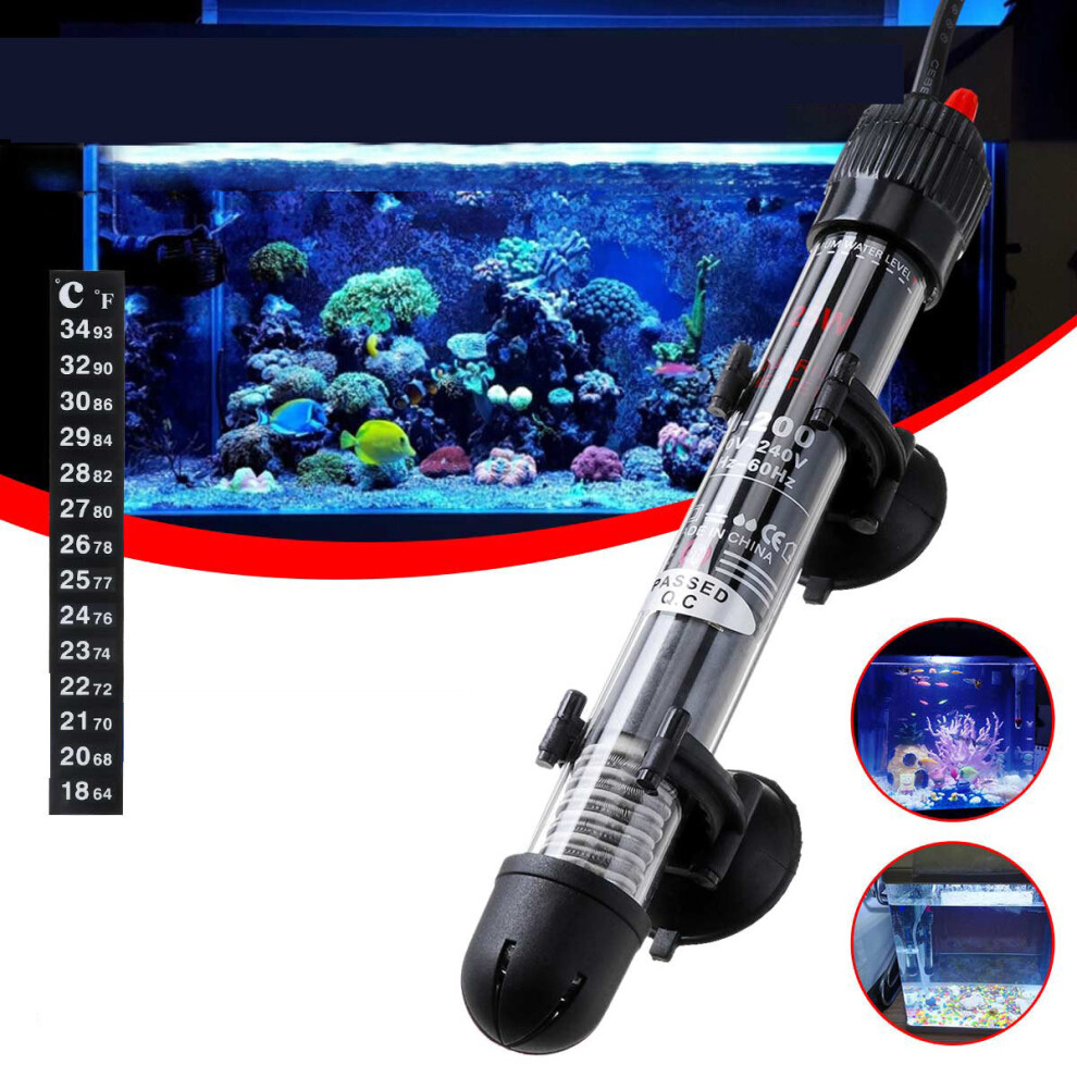 (200W) Fish Aquarium Heater Thermostat Submersible Heating Rod Tank Lamp Lantern