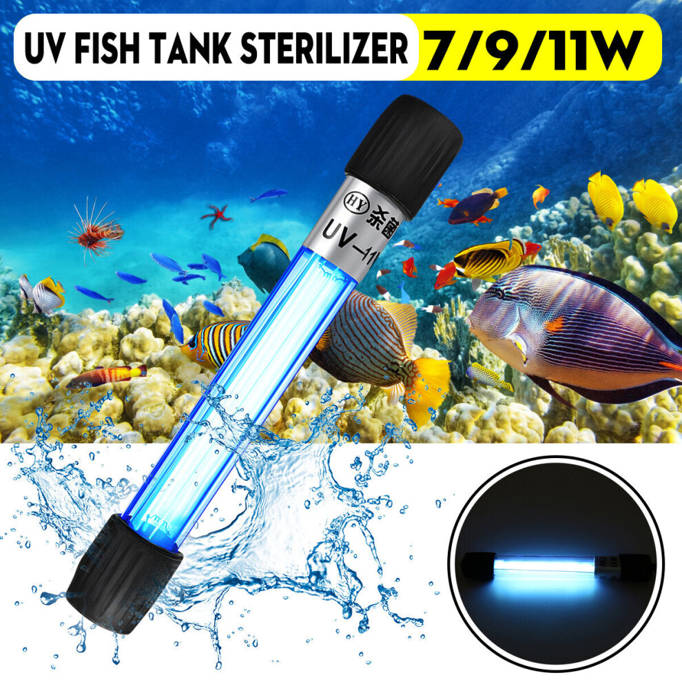 (7W) 7W/9W/11W Submersible Lamp Aquarium Tank Fish UV Light Sterilizer Water Clean