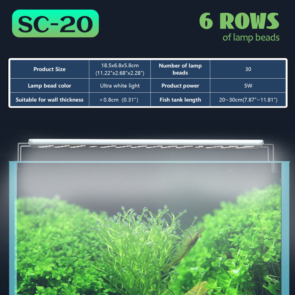 (5W) Fish Aquarium Tank Underwater Submersible Change LED Ultra White Light Stand