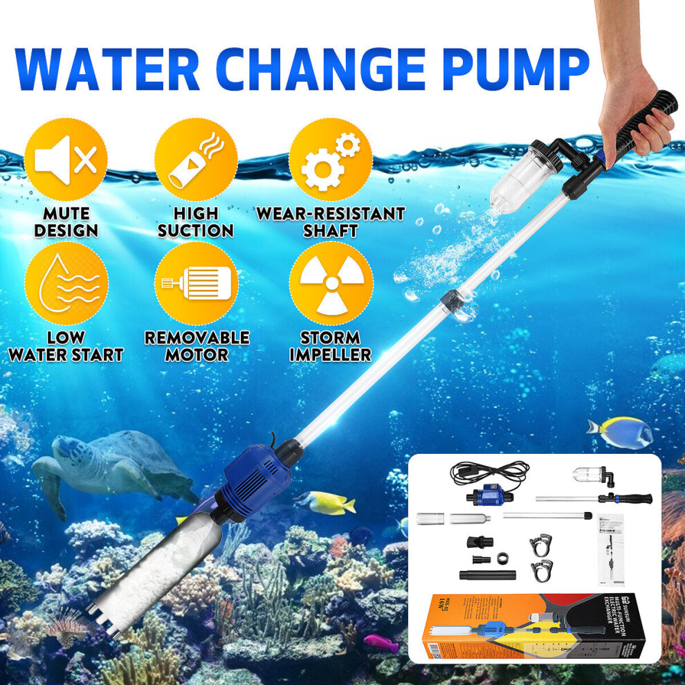 15W Tank Water Changer Gravel Sand Washer Multi-Function 800L/h Flow Fish
