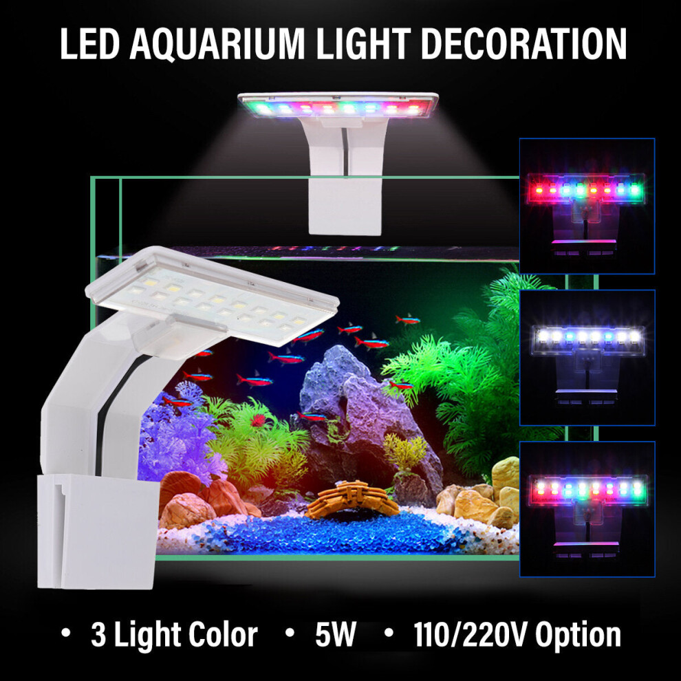 (US Plug) 5W LED Aquarium Light Tank Aquatic Plant Grow Lamp Decoration 110V/220V Fish