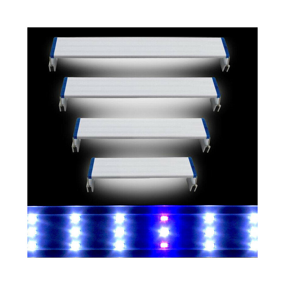 (Blue white, 30cm) Super Slim LEDs Aquarium Lighting Aquatic Plant Light 20-60CM Extensible Waterproof Clip on Lamp For Fish Tank Blue White Light