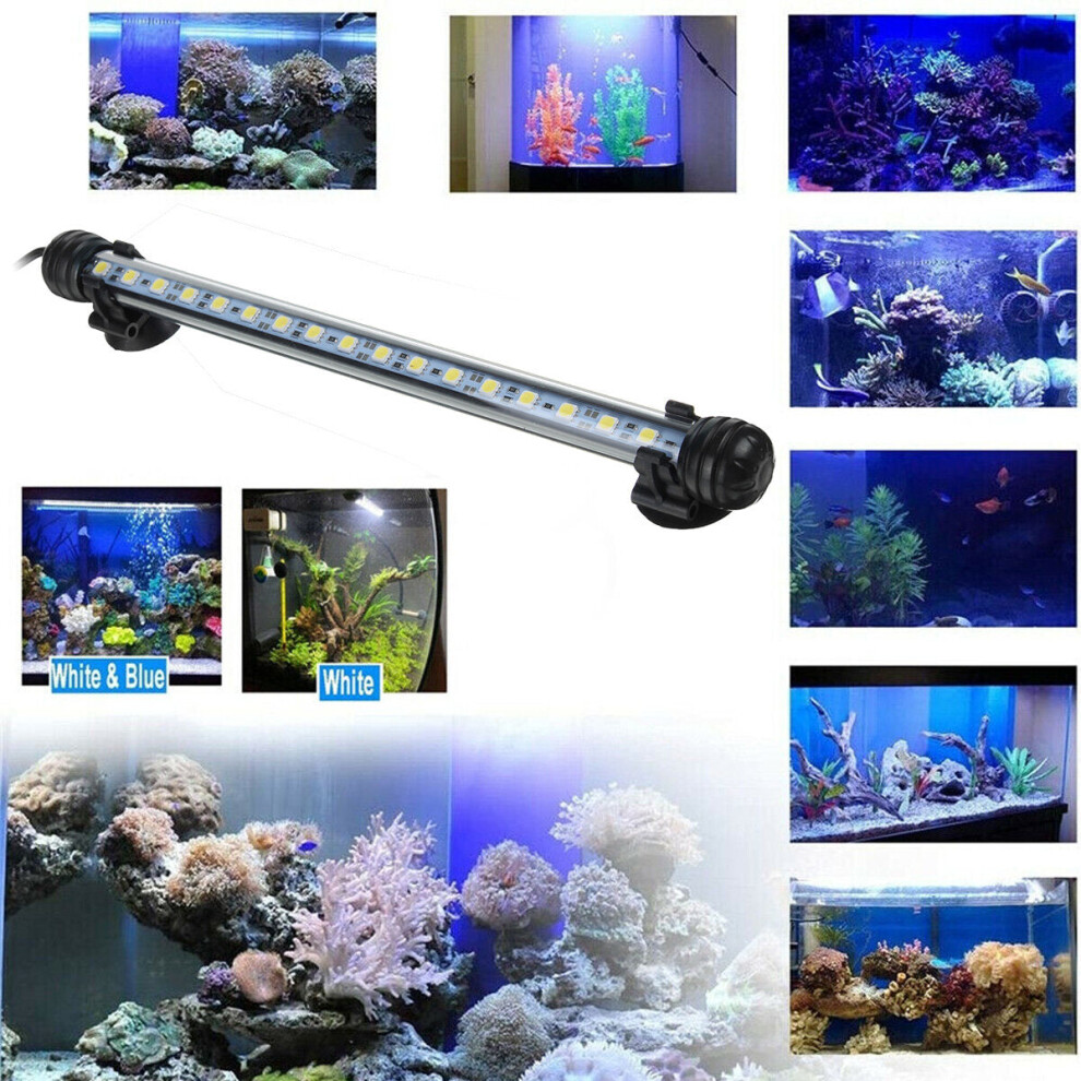 (White Light, 29cm) Aquarium Tank Pond LED Strip Lights Bar Lamp Submersible Lights White Blue Fish