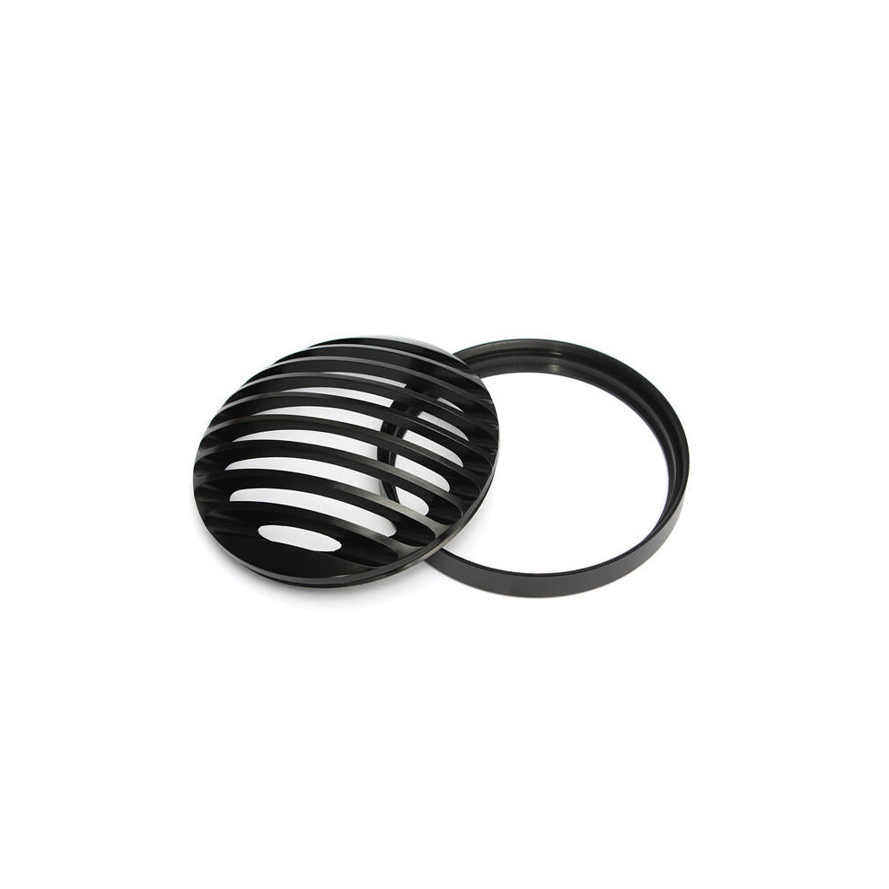 6Inch Motorcycle Bullet Halogen Headlight Grill Cover Cnc Aluminum For Harley Black 4962949999950