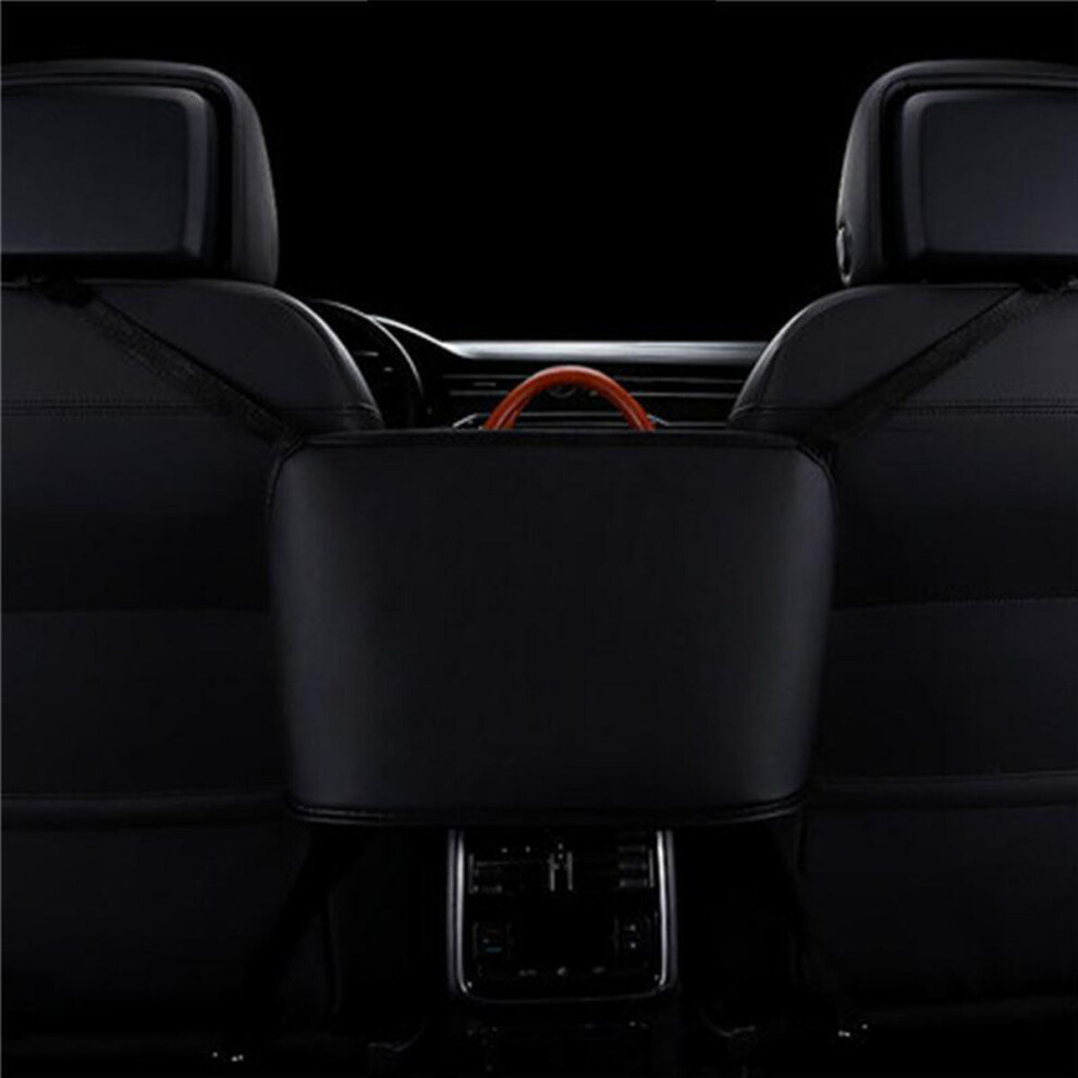 (Black) Leather Car Seat Storage Receive Bag 41*27cm