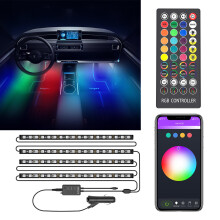 Bluetooth RGBIC Car Interior Strip Lights with 3 Simple Control Methods Vivid RGBIC Lighting Effect Sync with Music Activate Music Mode and Scene