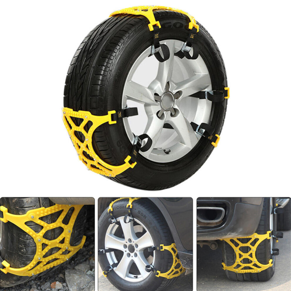 3Pcs Tpu Car Tire Snow Chain Wheel Tyre Anti-Skid Belt Safety Chain Yellow 9078193209068