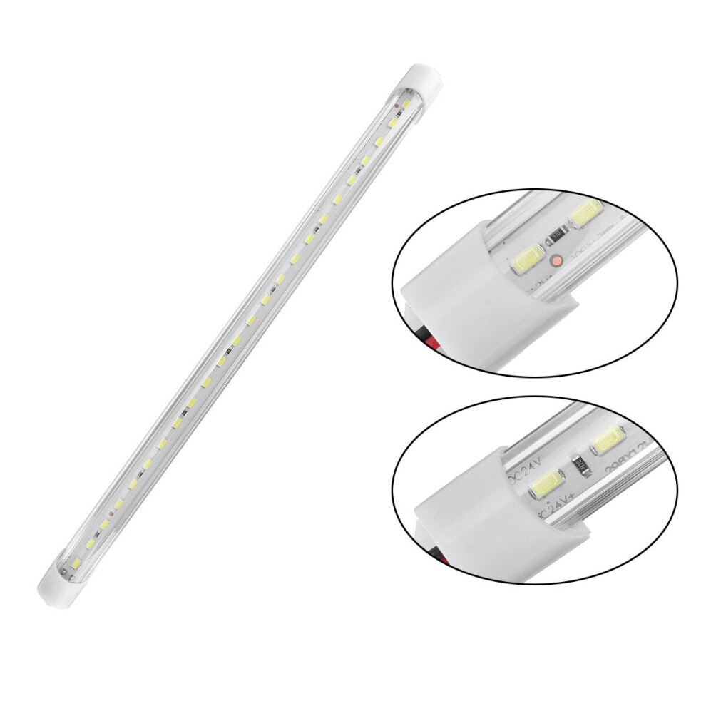 (12V) 12V/24V 30cm 24LED 5W Car Interior Light Strip Bar Van Bus Caravan Truck ON/OFF Switch