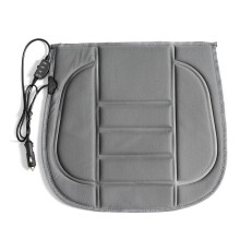 (Grey) 12V Front Electric Heated Padded Pad Seat Cushion Cover Winter Warmer