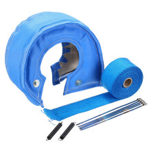 (Blue) T4 Turbo Heat Shield Blanket Cover with Exhaust Manifold Downpipe Wrap Kit