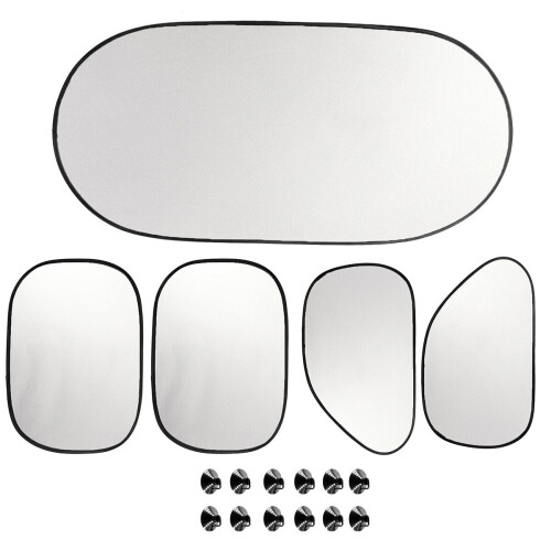 (Mesh Fabric - 5 Pcs) Sun Shade Visor Folding Windshield Block Cover Protector for Car Front Window 1