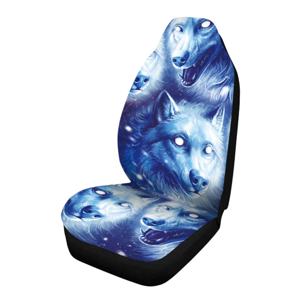 (1 Pc) 1/7Pcs Universal Car Seat Cover Wolf & Design Front Seat Full Protect Blue/White 1138392342756