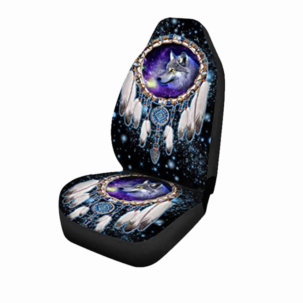 (1 Pc) Universal Car Seat Covers Wolf Sky Feather Design Front & Rear Seat Full Cover