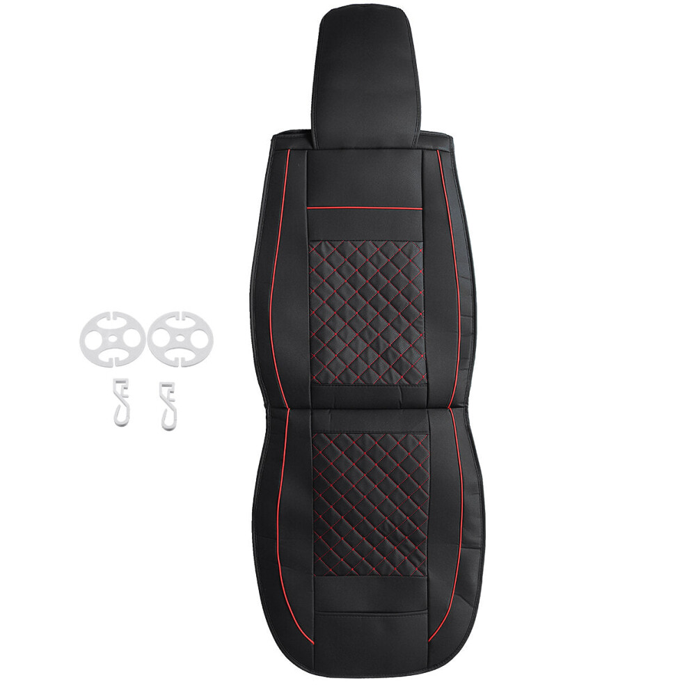 (1 Pc - Stylish Black) 1PC/5PCS Universal Front Car Seat Mat Cover Cushion Deluxe PU Leather Protector Pad