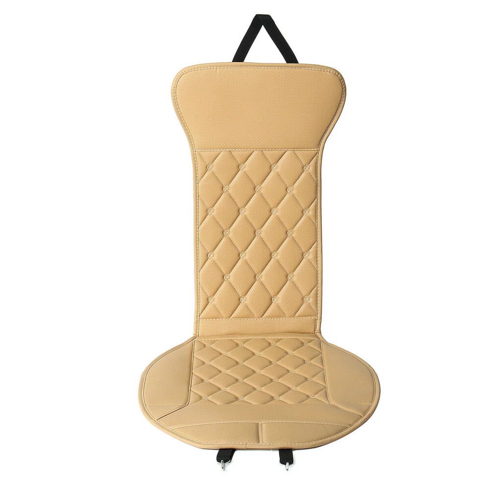 (Beige) Universal Car Front Seat Cover Chair Cushion Pad Mat Protector Pu Beige 1138392343562