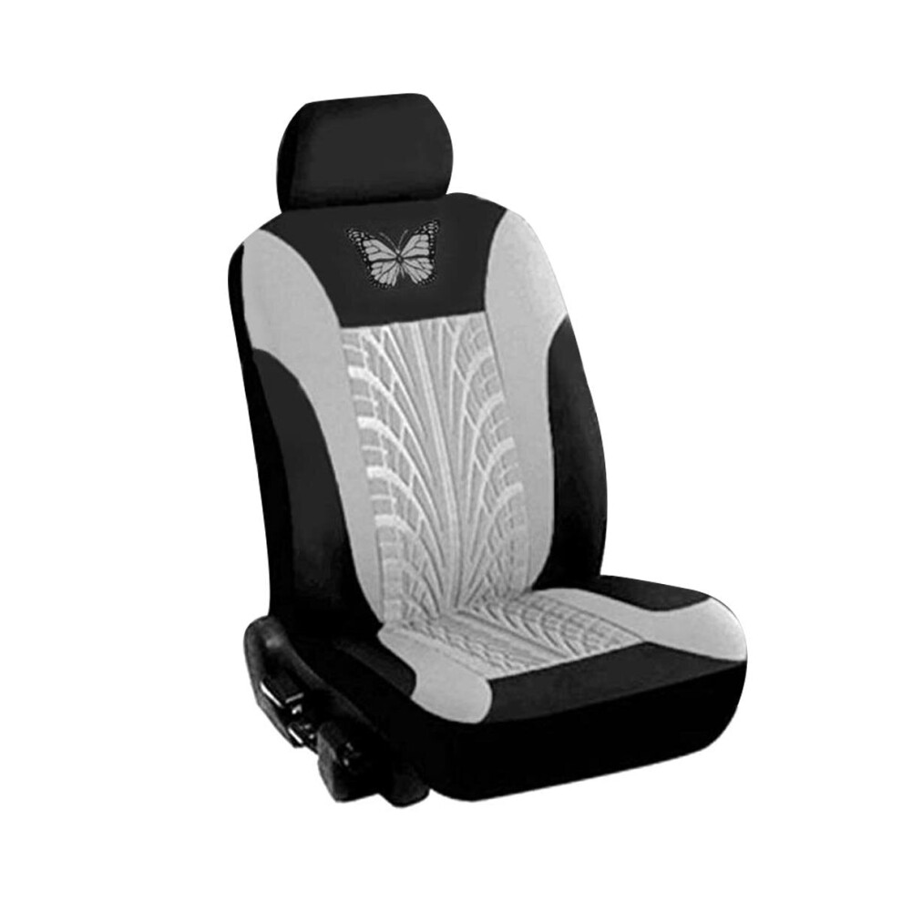 ( - 2 Pcs) Universal Car Seat Covers Protector Cushion Front Rear 3D Butterfly Pattern Gray 1138392339510