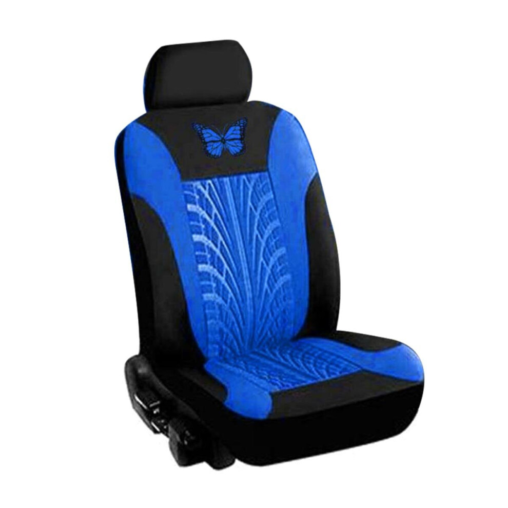 ( - 2 Pcs) Universal Car Seat Covers Protector Cushion Front Rear 3D Butterfly Pattern Blue 1138392339527