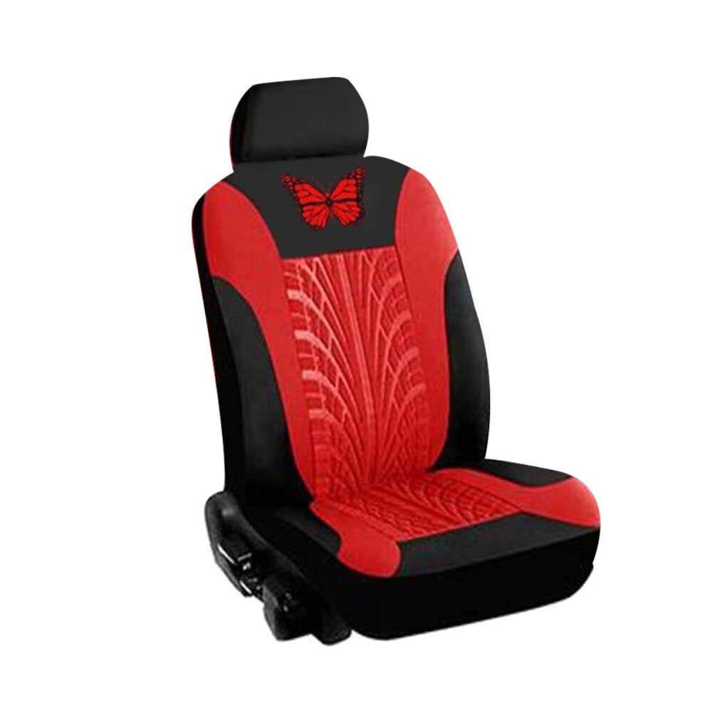 ( - 2 Pcs) Universal Car Seat Covers Protector Cushion Front Rear 3D Butterfly Pattern Red 1138392339534