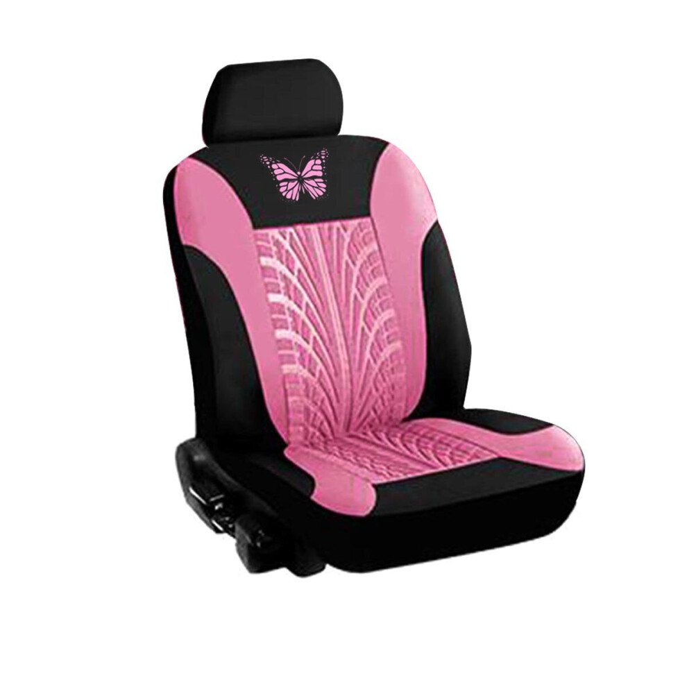 ( - 2 Pcs) Universal Car Seat Covers Protector Cushion Front Rear 3D Butterfly Pattern Pink 1138392339541