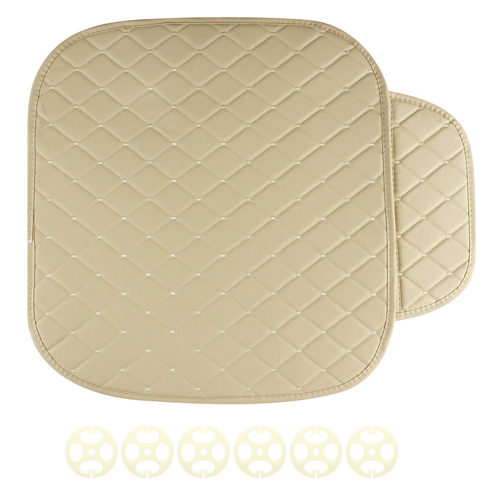 (Front (Beige)) Universal Car Seat Pad Mat Cushion Cover Protector Pu Leather Breathable Auto Beige 1138392341568