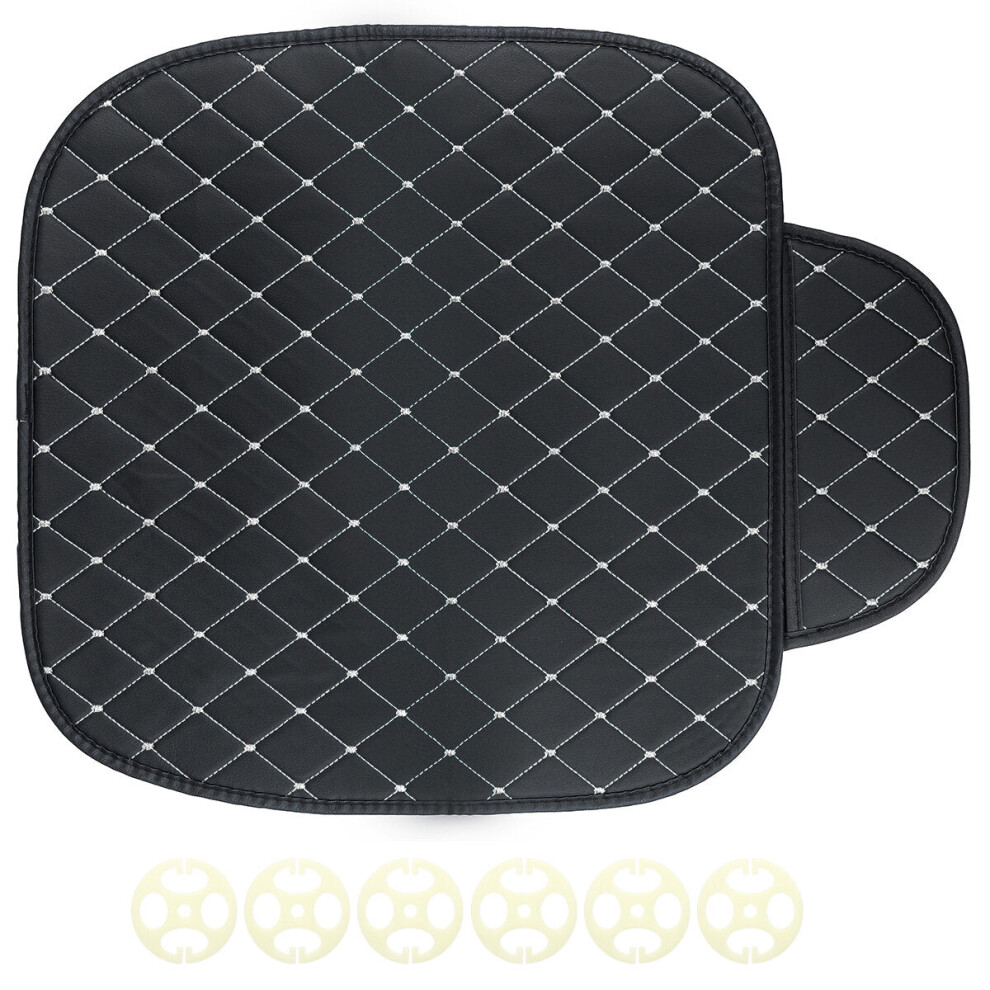 (Front (Black-white)) Universal Car Seat Pad Mat Cushion Cover Protector PU Leather Breathable Auto