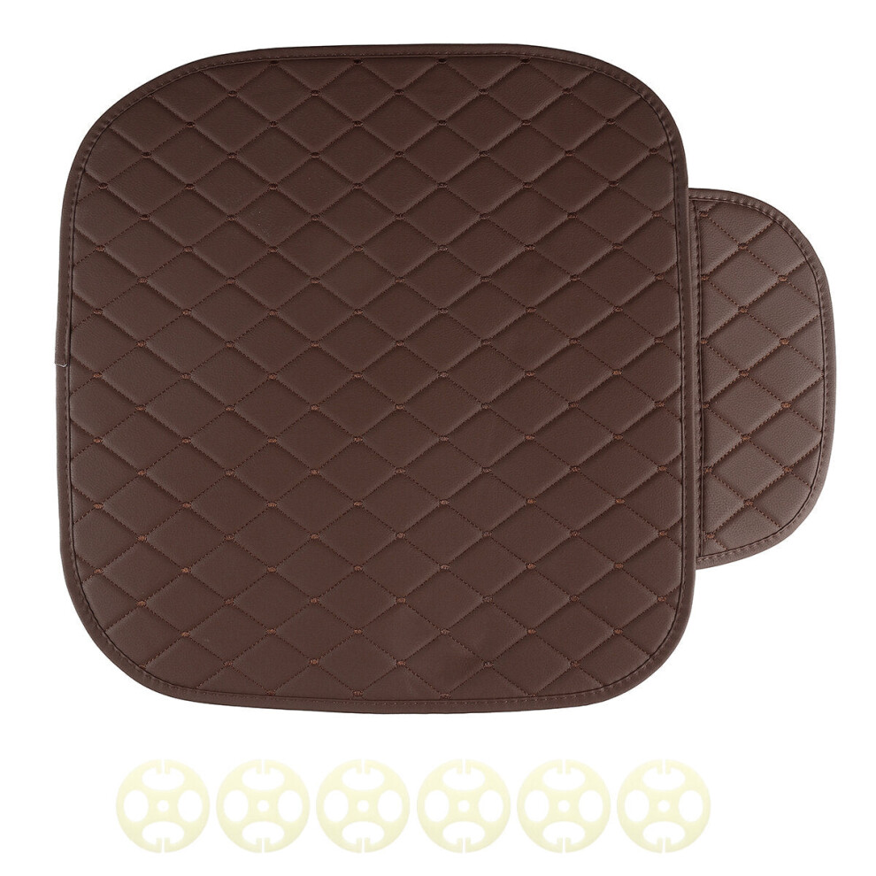 (Front (Coffee)) Universal Car Seat Pad Mat Cushion Cover Protector PU Leather Breathable Auto