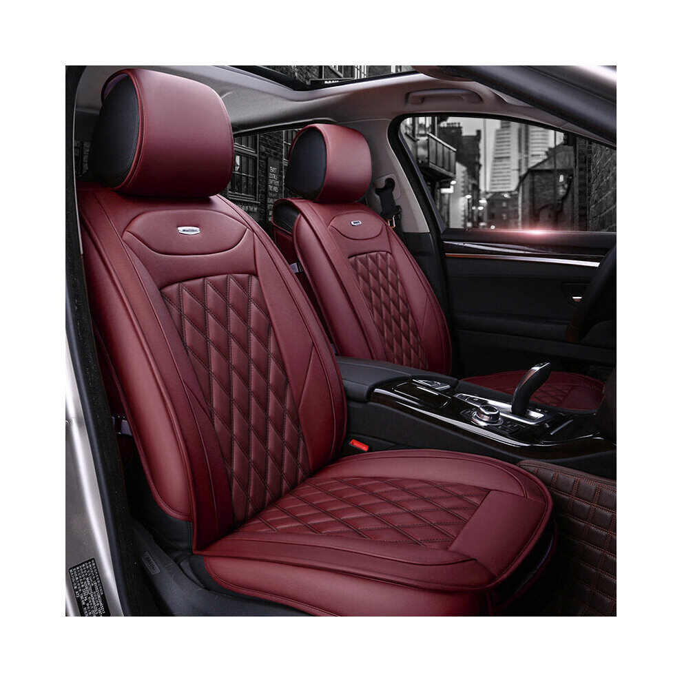 (Red) Pu Leather Car Seat Cover Cushions Universal Fit For Most Suv Trucks Red 1138392353608