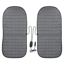 (Black) 12V Cotton Car Double Seat Heated Cushion Seat Warmer Winter Household Cover Electric Heating Mat