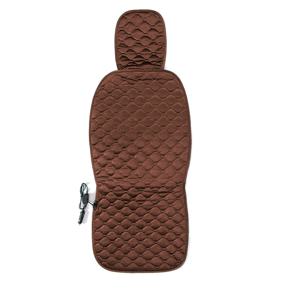 (Coffee) 12V Universal Car Front Seat Hot Heater Heating Pad Winter Warmer Cushion Cover 1138392353318