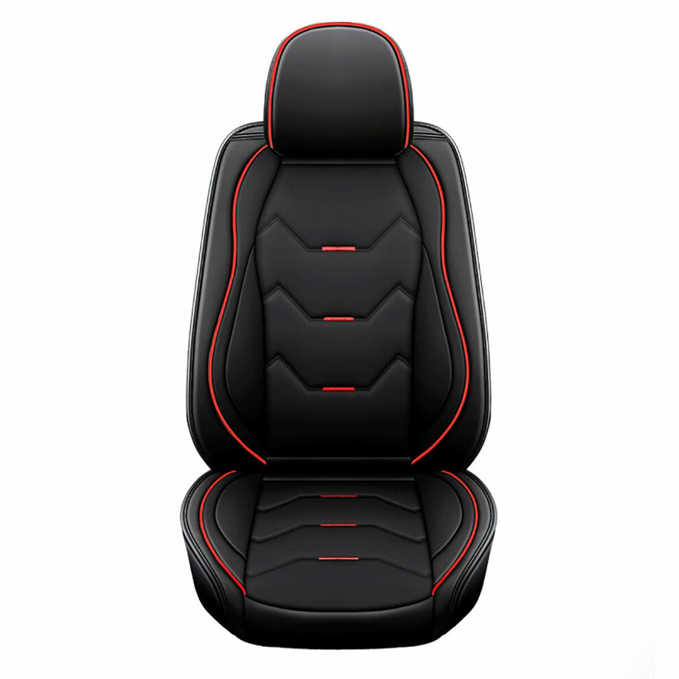 (Black) Universal Pu Leather Car Auto Front Seat Cushion Pad Cover Protector Mat Black 1138392353707