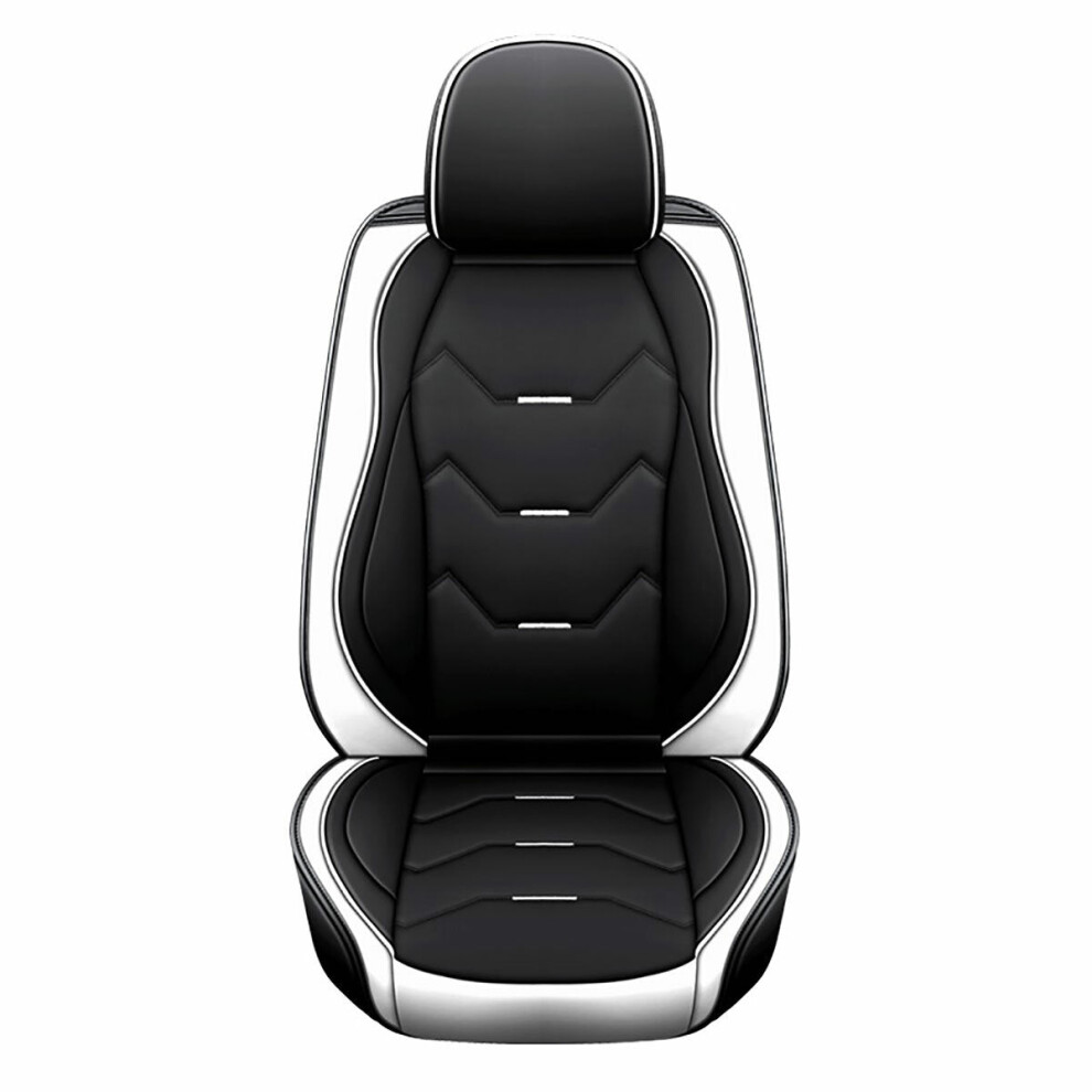 () Universal Pu Leather Car Auto Front Seat Cushion Pad Cover Protector Mat White/Black 1138392353721
