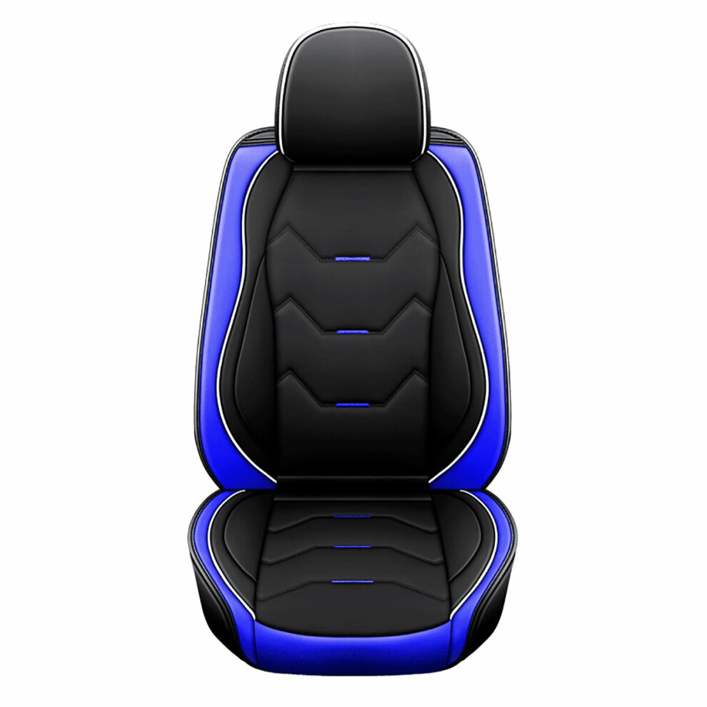 () Universal Pu Leather Car Auto Front Seat Cushion Pad Cover Protector Mat Blue/Black 1138392353714