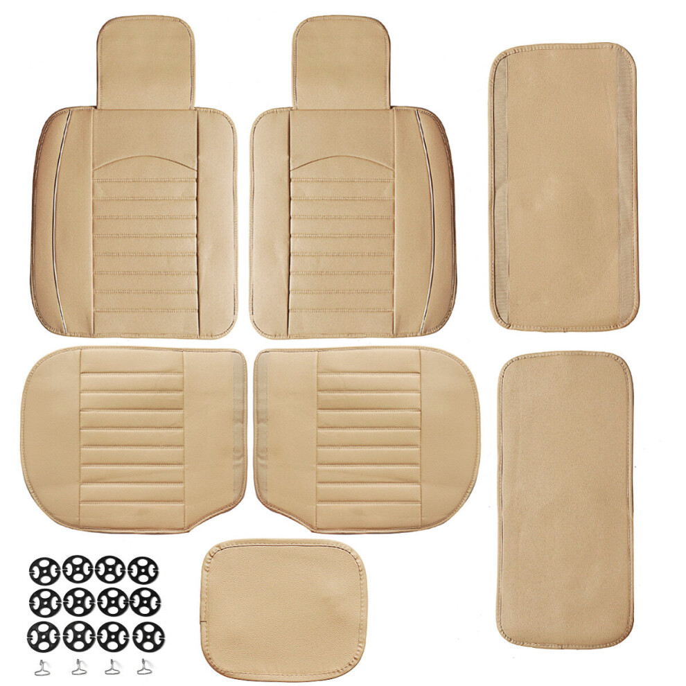 (Beige) Comfortable Car Suv Seat Cushion Cover Pad Mat Protector Breathable Pu Leather Beige 1138392354056