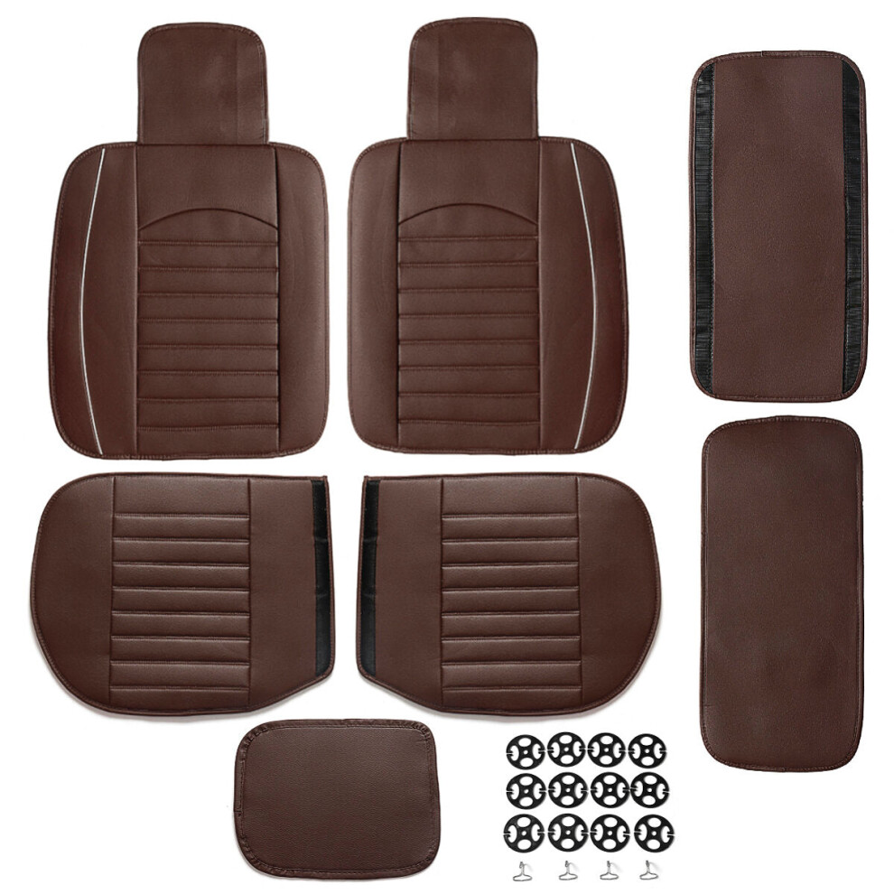 (Coffee) Comfortable Car Suv Seat Cushion Cover Pad Mat Protector Breathable Pu Leather Beige 1138392354063