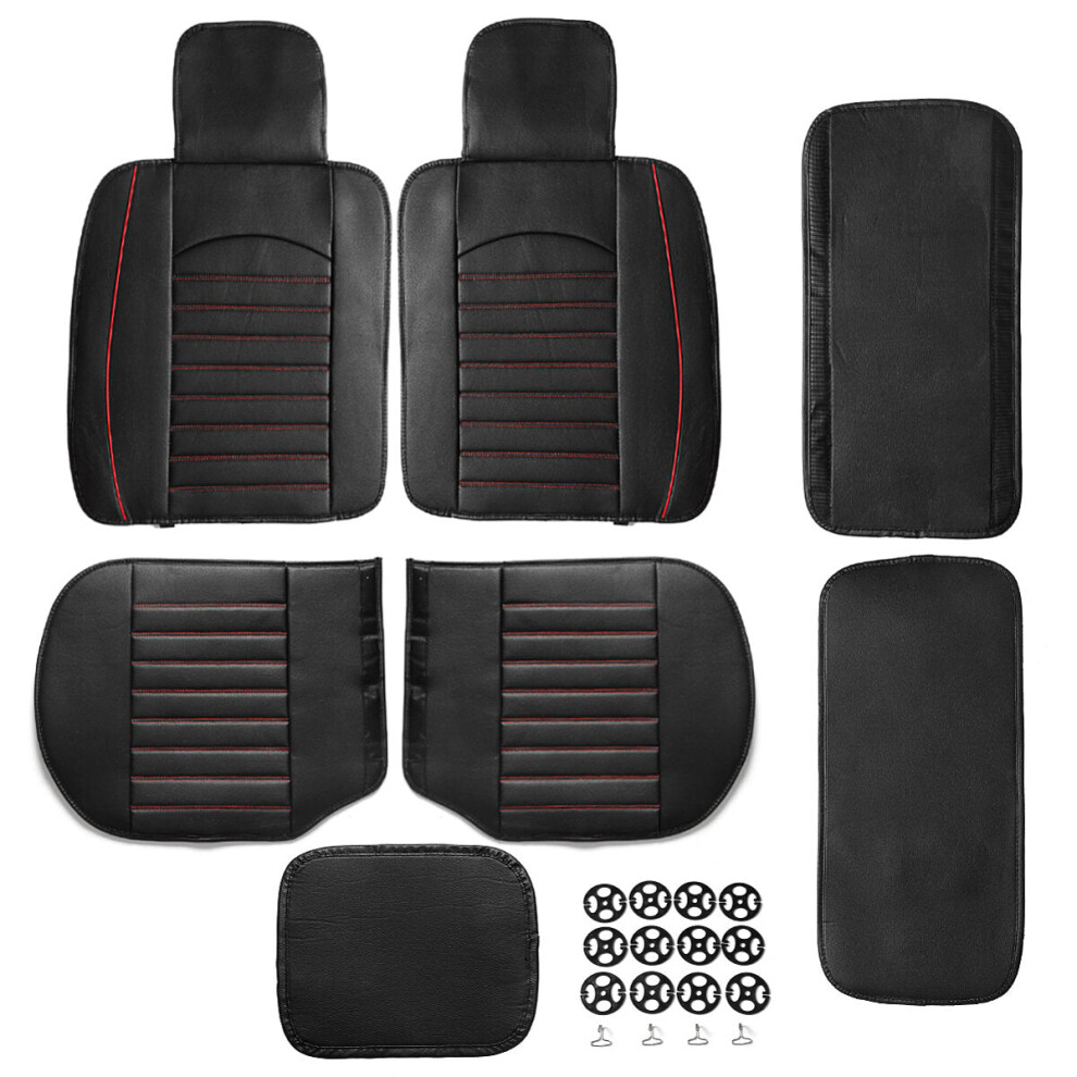 ( On Red) Comfortable Car Suv Seat Cushion Cover Pad Mat Protector Breathable Pu Leather Black/Red 1138392354049