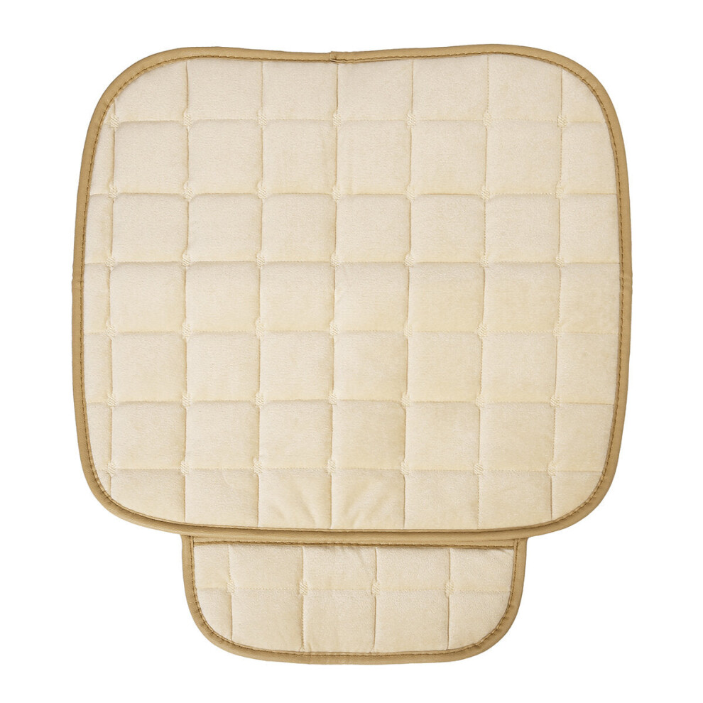 (Beige) Plush Car Front Seat Cushion Covers Chair Protector Seat Pad Mat Universal