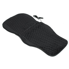 (Black) 12V Heated Plush Car Seat Cushion Cover Heating Heater Warmer Pad Winter