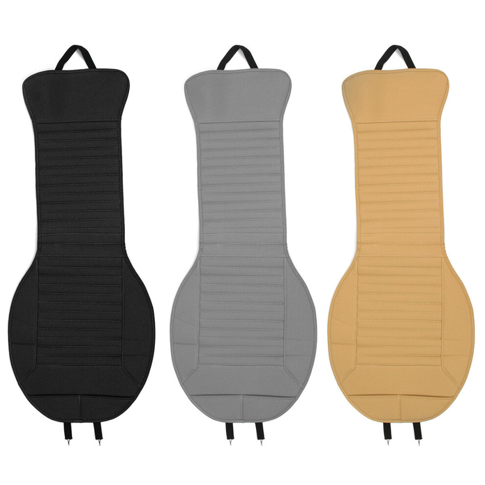 (Beige) Pu Leather Car Seat Cushion Cover Chair Protector Mat Pad Universal 125X50cm Beige 1138392353868
