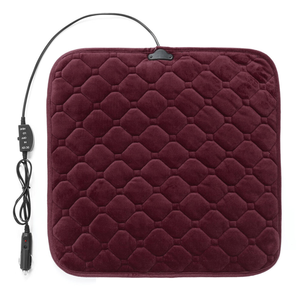 (Red) Universal 12V 24W Electric Car Seat Cushion Heated Cover Cushion Heater Pad Winter Red 1138392355213