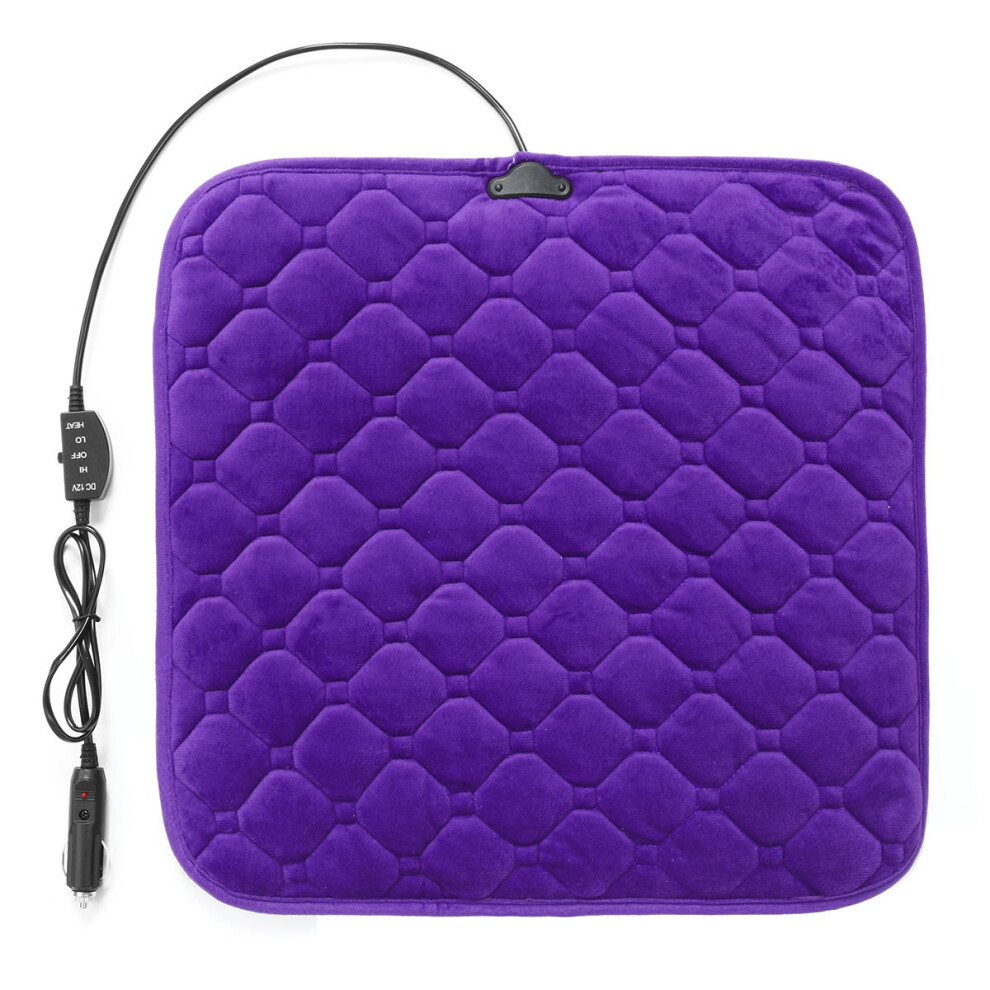 (Purple) Universal 12V 24W Electric Car Seat Cushion Heated Cover Cushion Heater Pad Winter Purple 1138392355190