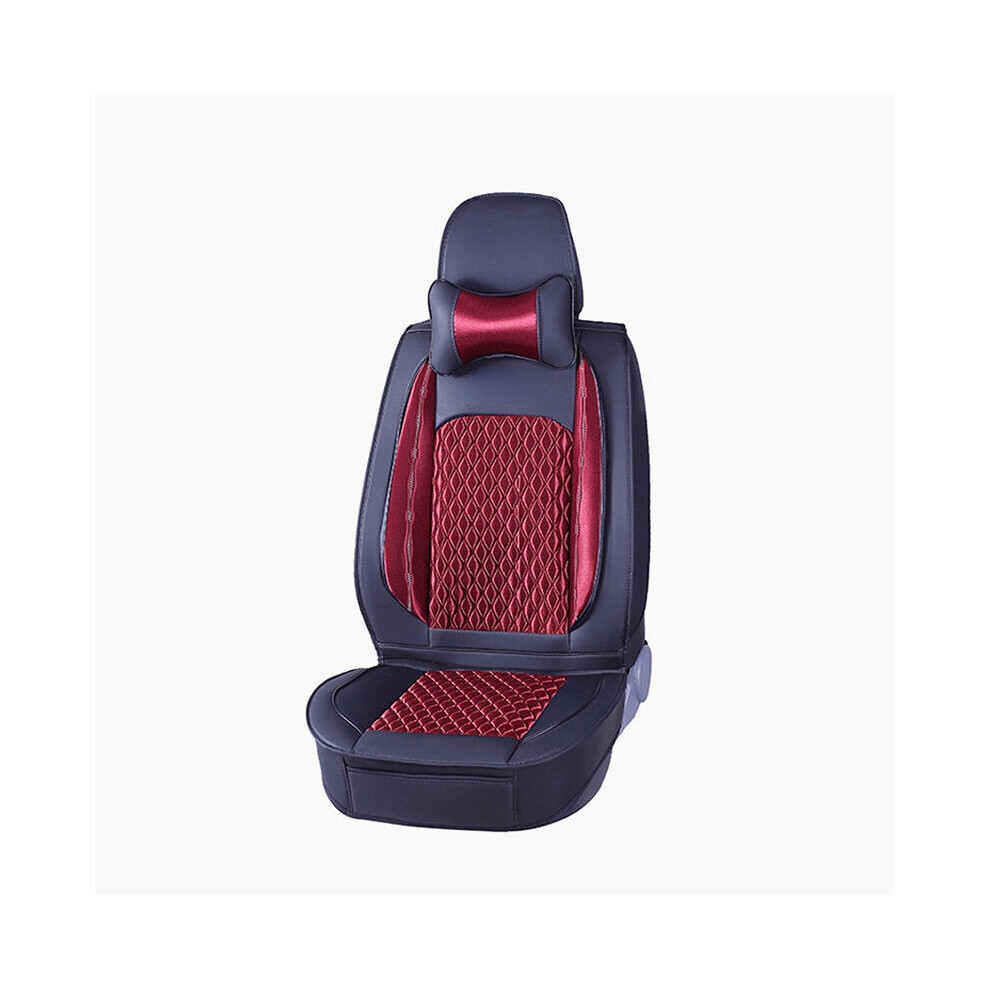 (Wine ) 5D Car Seat Cover Breathable Pu Leather Full Surround Universal Seat Protector Set Red 1138392354094