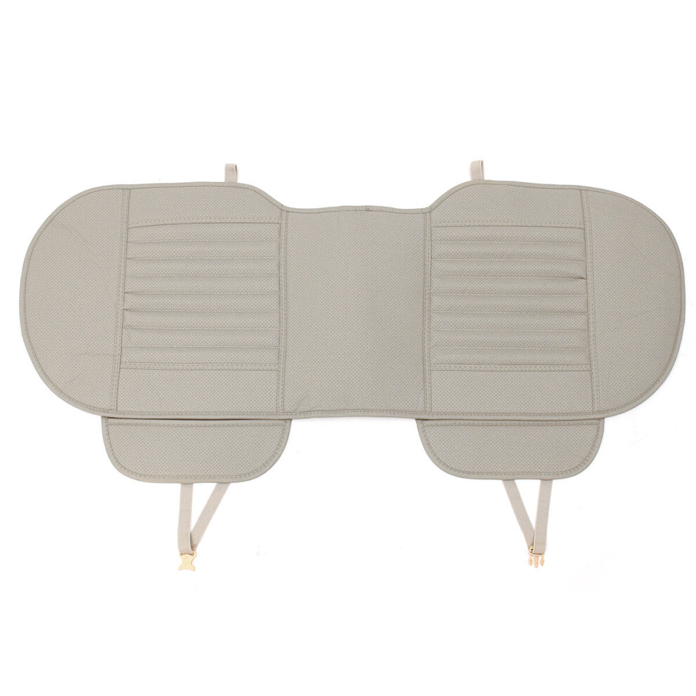 (Grey) Car Rear Seat Cover Universal Bamboo Charcoal Cushion Pad Pu 130*50Cm Grey 1138392356098