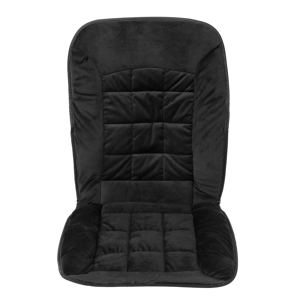 (Black) Plush Car Front Seat Cushion Comfortable Winter Warmer Cover Pad Chair Protector Universal Black 1138392354285