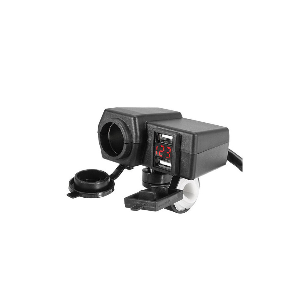 12V/24V 3.1A Waterproof Motorcycle Dual Usb Charger Led Volt Meter Voltmetersocket 6093316937461